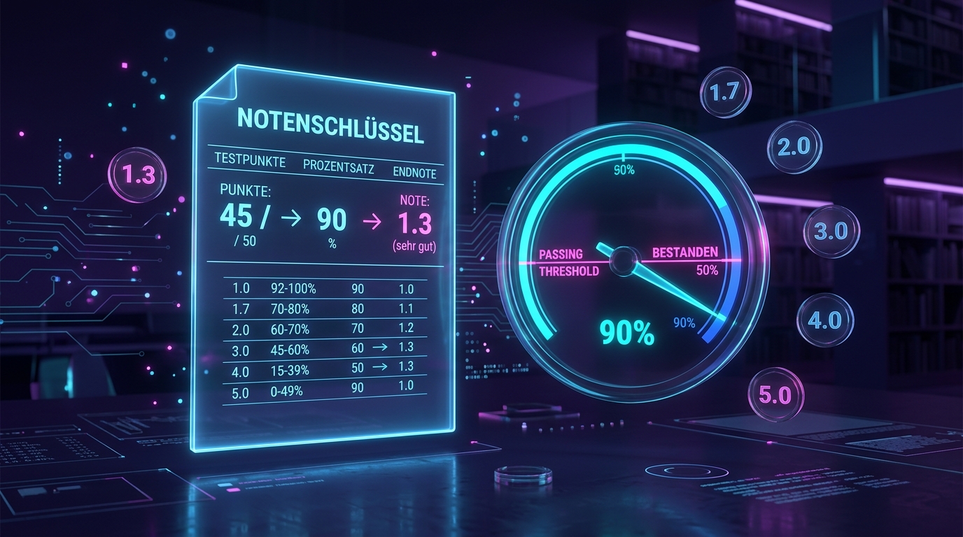 Notenschlüssel Tabelle Punkte und Prozent in Noten umrechnen